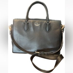 Kate Spade Satchel purse black leather with suede EUC